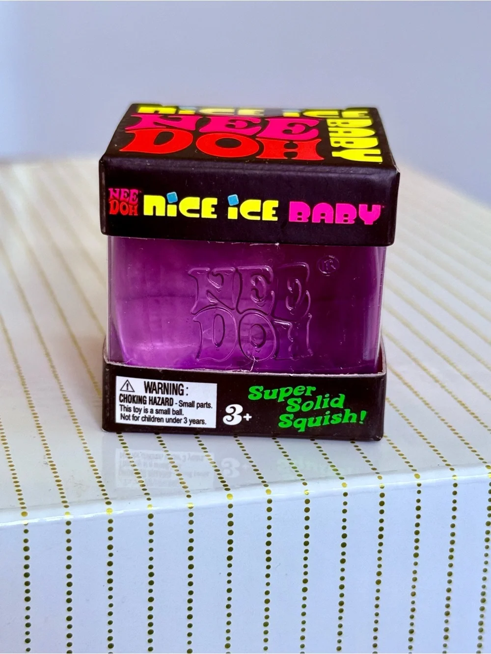 Needoh Nice Ice Baby HTF PURPLE Cube Super Solid Squish NIB Viral TikTok